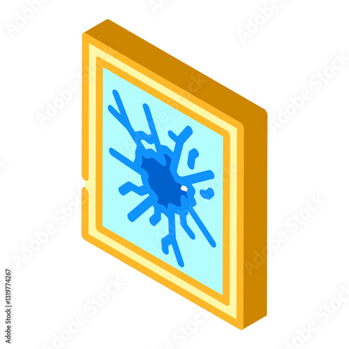 fractured glass fracture isometric icon vector illustration