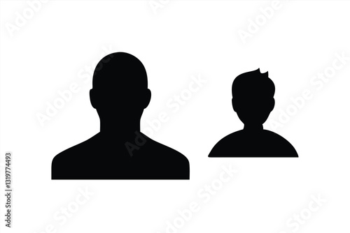 Silhouette of two individuals representing different ages and sizes