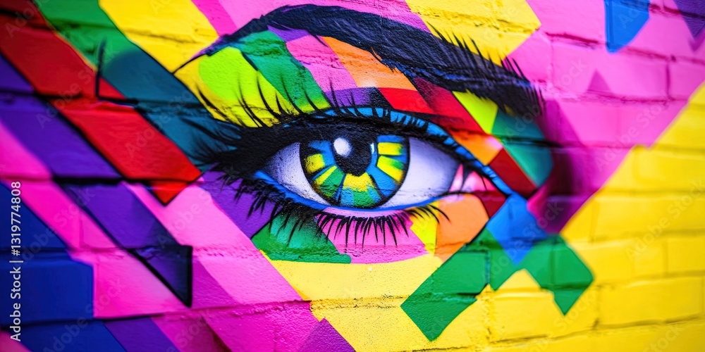 Fototapeta premium Graffiti mural of a woman on wall in the city streets