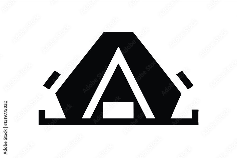 Abstract vector illustration of a camping tent in black design Abstract vector illustration of a camping tent in black design