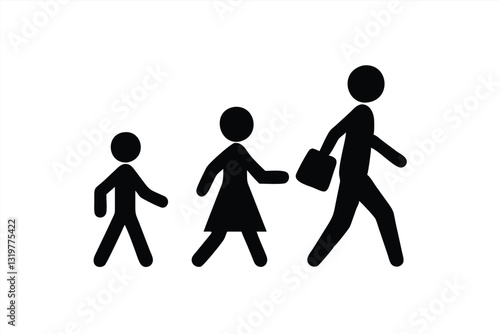 Family members walking together towards a destination