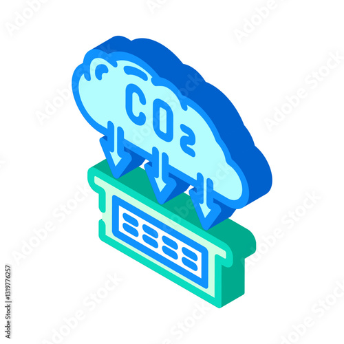 co2 absorption carbon isometric icon vector illustration