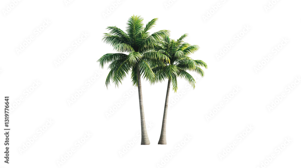 Obraz premium Tropical palm trees cluster clipart image digital art direct view nature concept