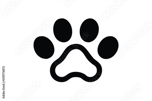 Vector illustration of a simple black paw print