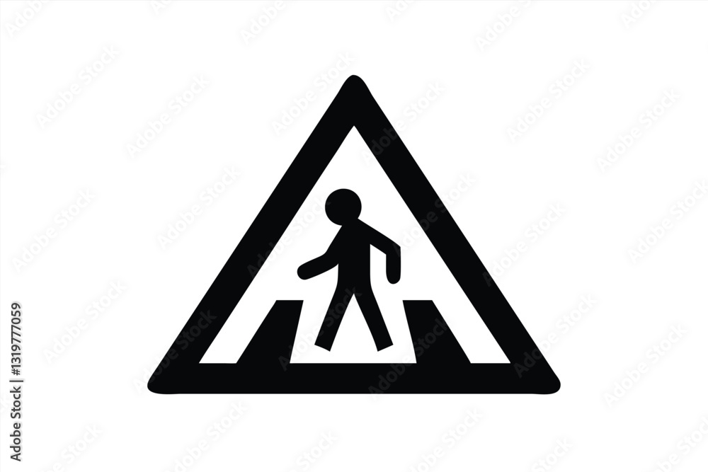 Safety warning sign for pedestrian crossing with clear design Safety warning sign for pedestrian crossing with clear design