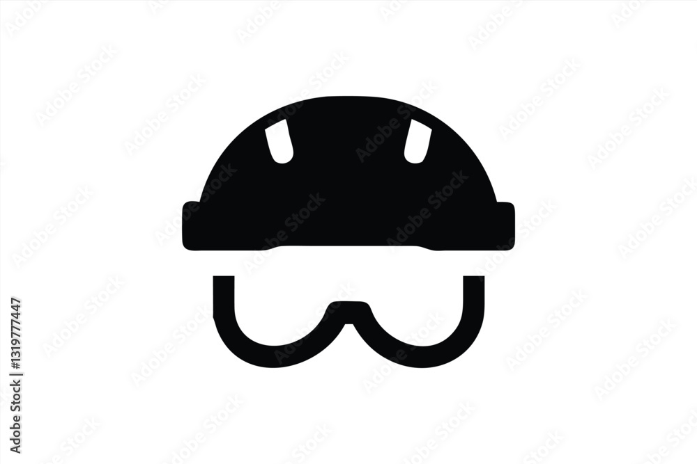 A vector illustration features a hard hat and a pair of safety glasses A vector illustration features a hard hat and a pair of safety glasses