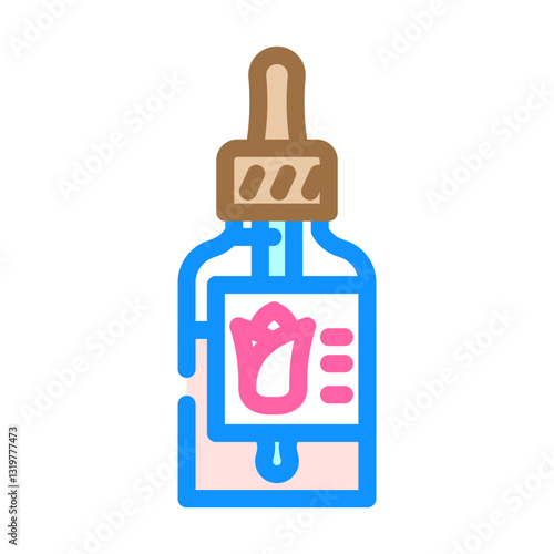 floral oil dropper sustainable beauty color icon vector illustration