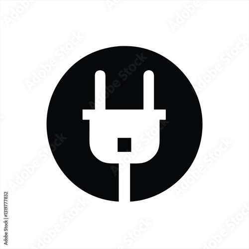 Illustration of a power plug symbol within a circular design