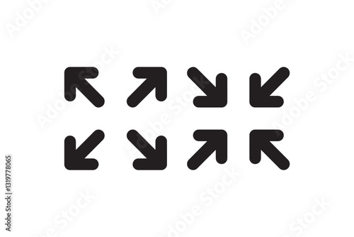 Expand and collapse arrows icon set Vector