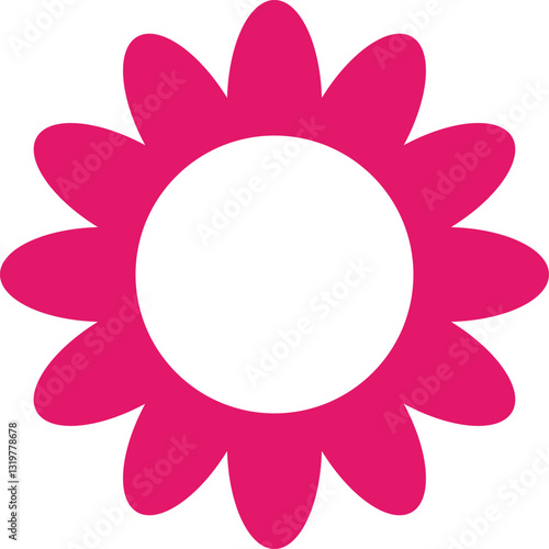 Set of simple flower icon illustration. Apple, cherry, plum, apricot, pear or peach blossoms. Kids cute decor. Hippy groovy daisy flowers set. Retro vintage style, hand drawn decorative elements.