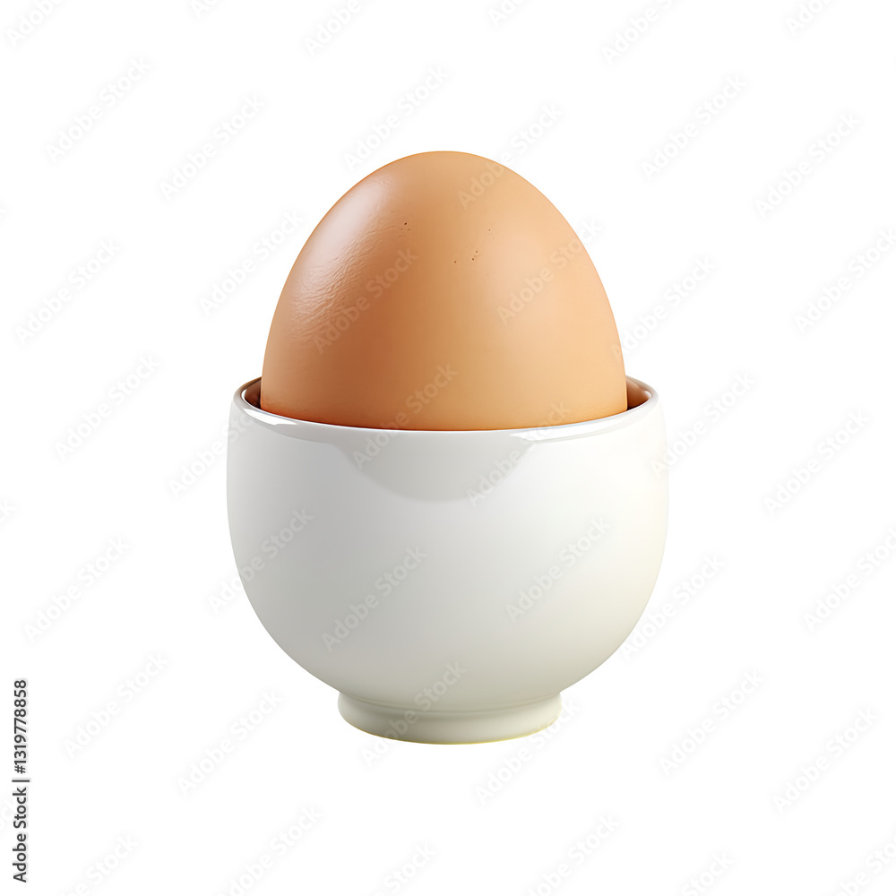 White egg cup with egg isolated on transparent background White egg cup with egg isolated on transparent background