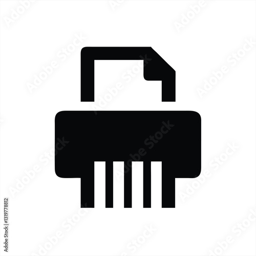 Icon of a paper shredder with paper being processed