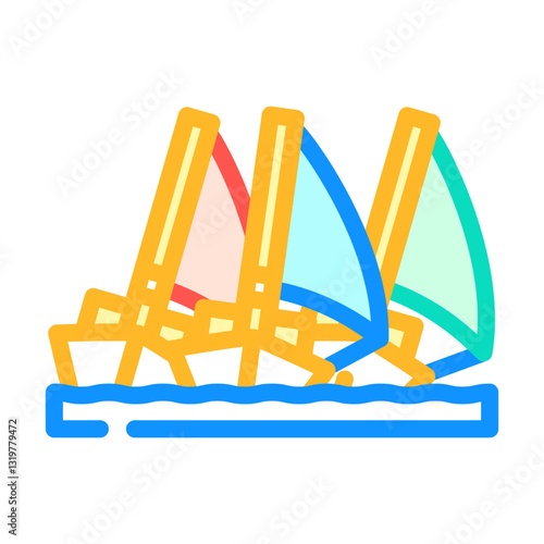 yacht race sailing sport color icon vector illustration