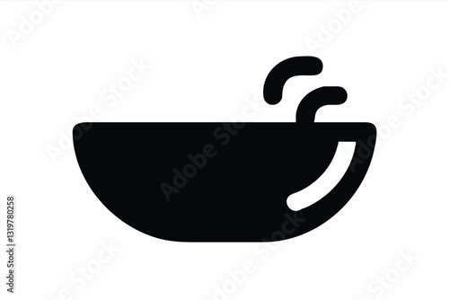 Minimalist vector illustration of a steaming bowl