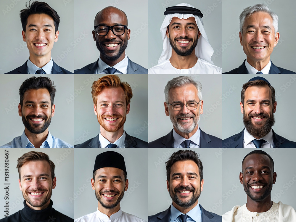 smiling businessmen of difference race and age collage smiling businessmen of difference race and age collage