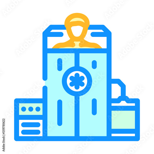 cryotherapy chamber recovery wellness color icon vector illustration