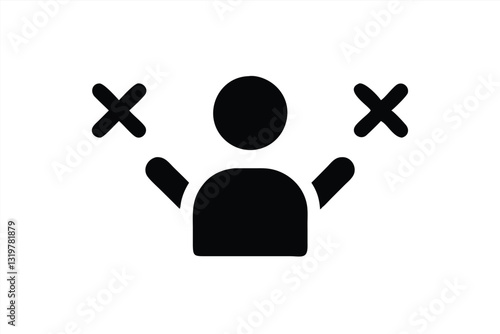 Frustrated person with crossed symbols illustration
