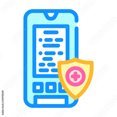 health insurance app healthcare innovation color icon vector illustration
