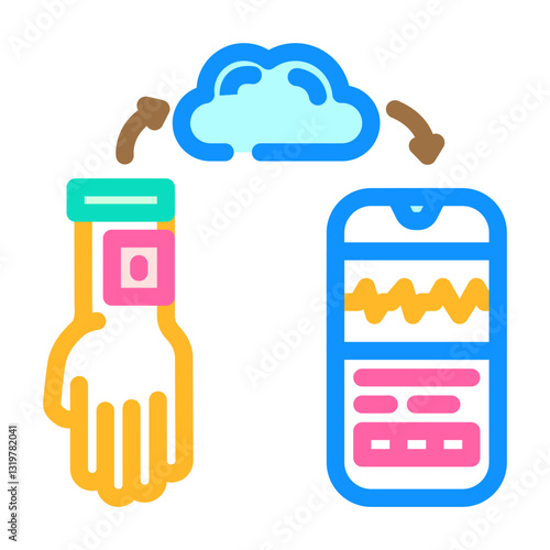 remote patient monitoring healthcare innovation color icon vector illustration