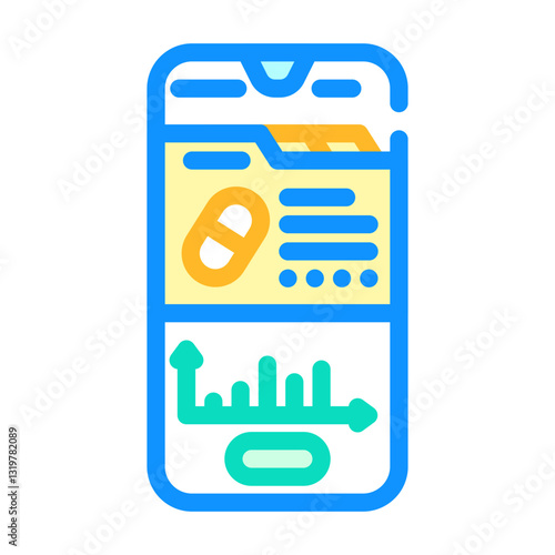 medication management app healthcare innovation color icon vector illustration