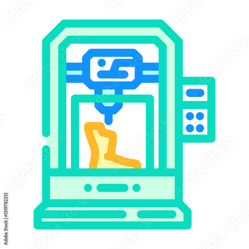 3d printed prosthetics healthcare innovation color icon vector illustration