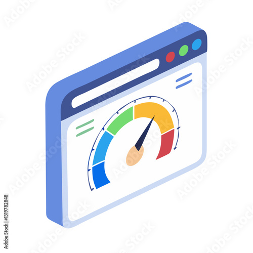 Modern Speedometer Loading Icon for Website Performance, Data Processing, and System Speed