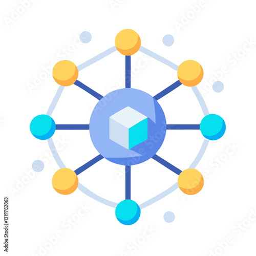 Modern Blockchain Network Icon for Cryptocurrency, Decentralized Technology, and Smart Contracts