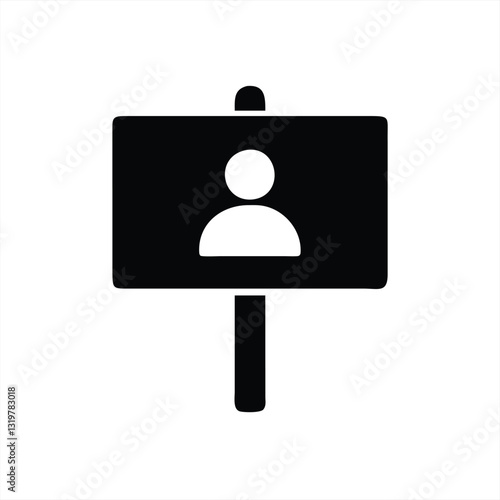 Simple vector illustration of a person on a protest sign
