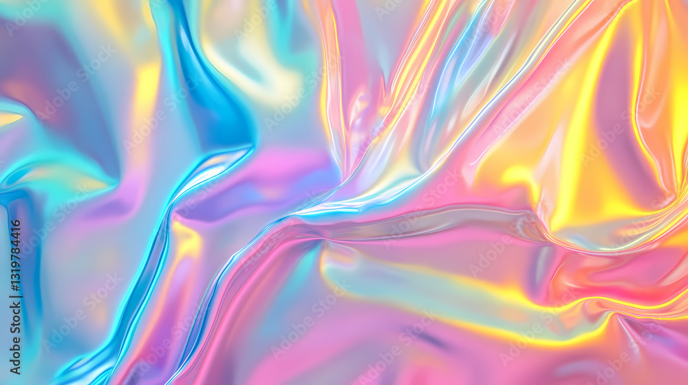 Vibrant holographic abstract pastel colors backdrop featuring iridescent gradient neon hues, foil effect, and psychedelic rainbow graphic, evoking and nostalgic trends. Opalescent Hues. Illustration Vibrant holographic abstract pastel colors backdrop featuring iridescent gradient neon hues, foil effect, and psychedelic rainbow graphic, evoking and nostalgic trends. Opalescent Hues. Illustration