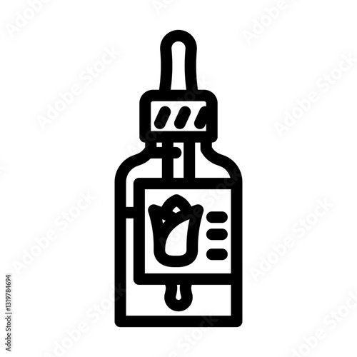 floral oil dropper sustainable beauty line icon vector illustration
