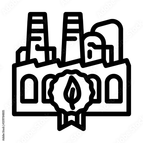 eco friendly factory sustainable beauty line icon vector illustration