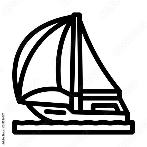 spinnaker sail sailing sport line icon vector illustration