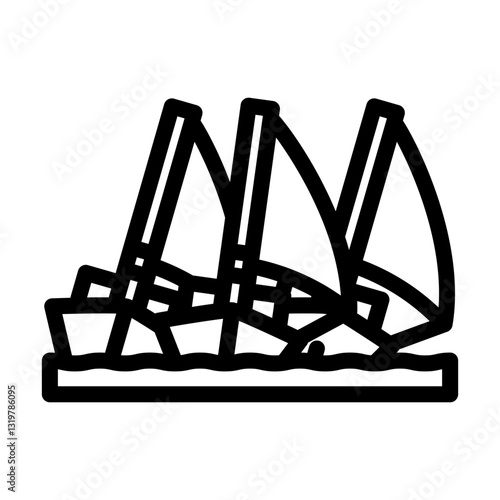 yacht race sailing sport line icon vector illustration