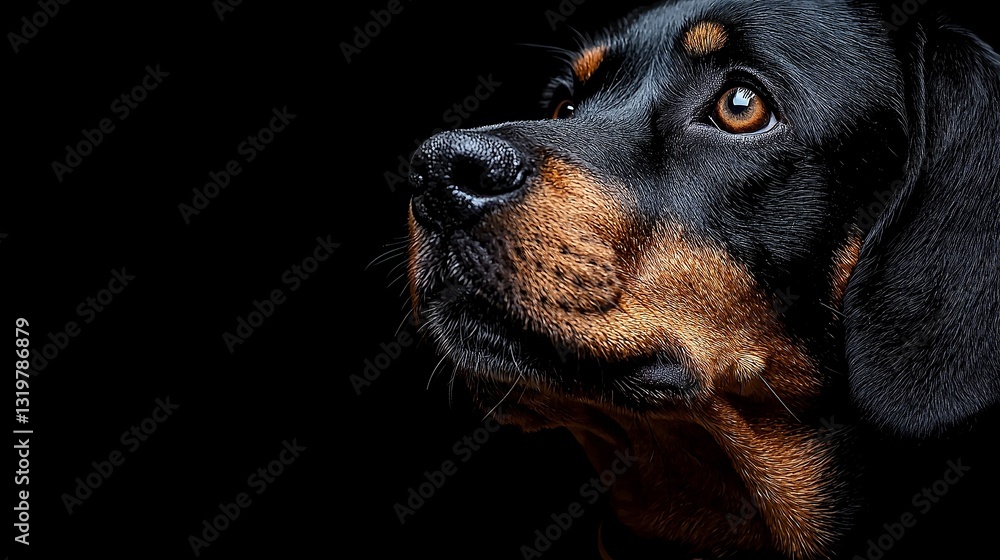 Fototapeta premium A close up of a dog's face on a black background