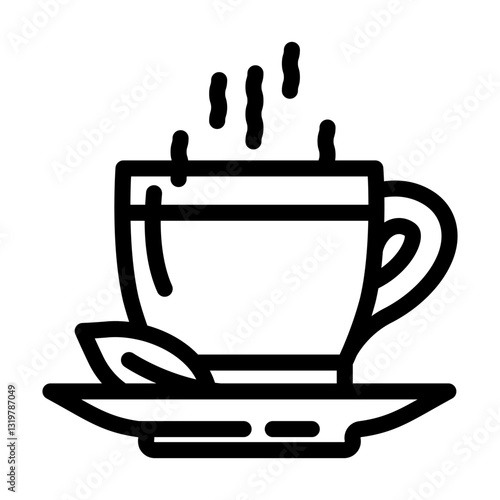 herbal tea mug steam recovery wellness line icon vector illustration