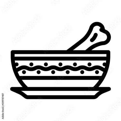 bone broth cup meal drink line icon vector illustration