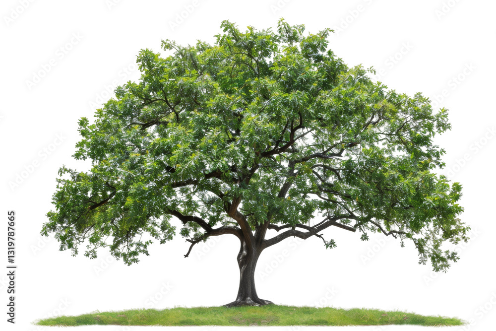 Striking black walnut tree with intricate bark patterns and large, healthy leaves isolated on transparent background Striking black walnut tree with intricate bark patterns and large, healthy leaves isolated on transparent background
