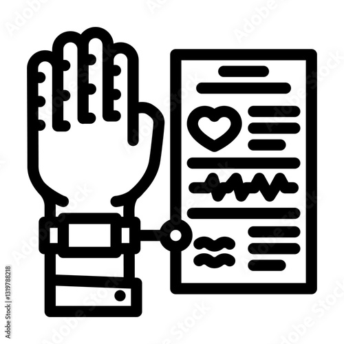 biometric health sensor healthcare innovation line icon vector illustration