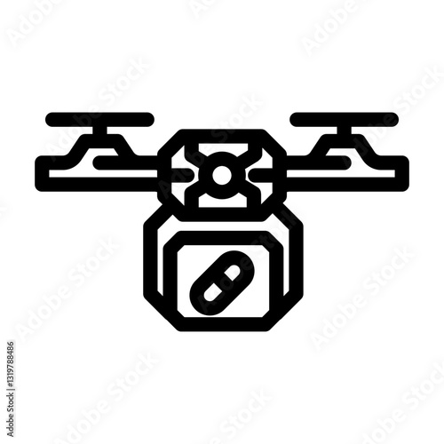 medical drone healthcare innovation line icon vector illustration