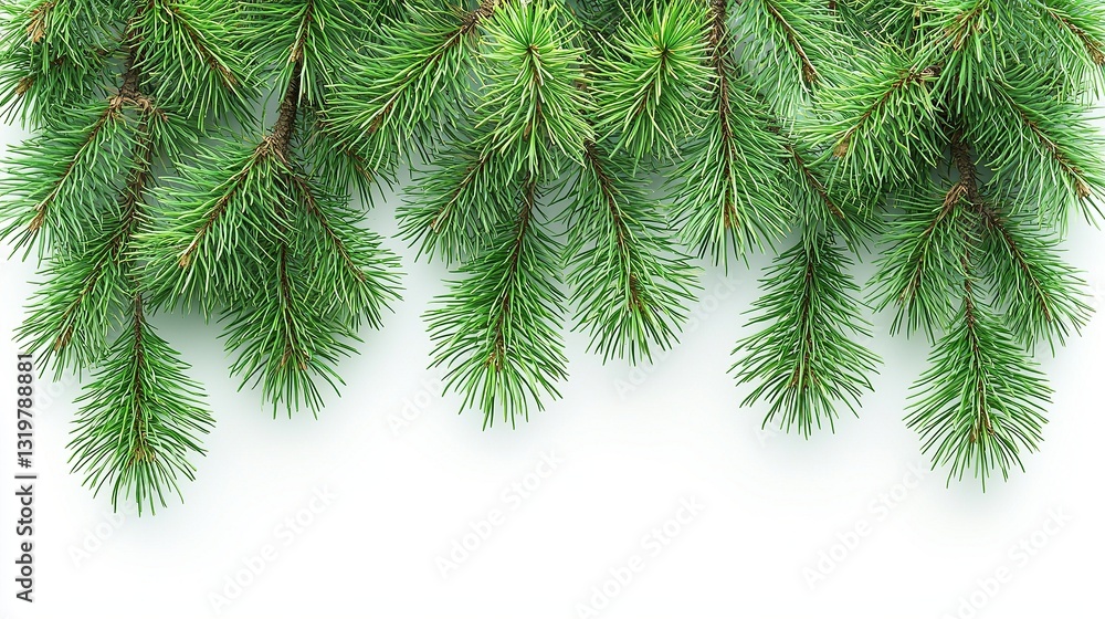 A branch of a pine tree on a white background A branch of a pine tree on a white background