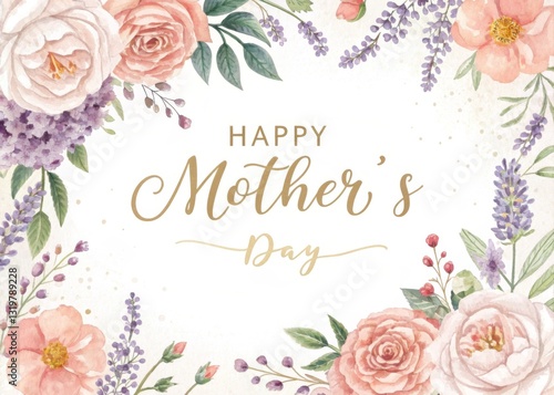 Elegant floral Happy Mother's Day greeting card design