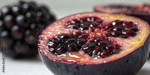 Freshly sliced black sapote showcasing its unique texture and rich color on a clean surface