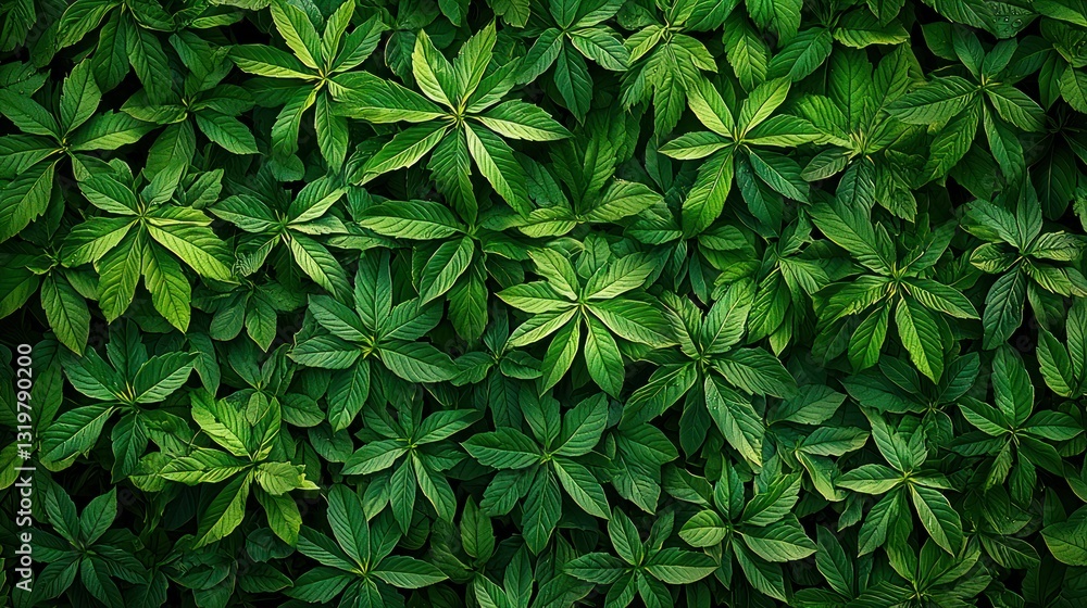 Obraz premium Lush Green Foliage Wall Texture Background