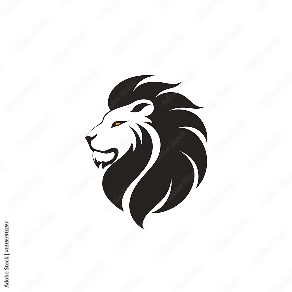 Majestic Lion Head Profile for White Background. Majestic Lion Head Profile for White Background.