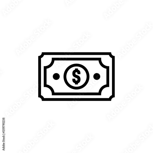 Simple money icon representing finance, economy, and currency transactions.