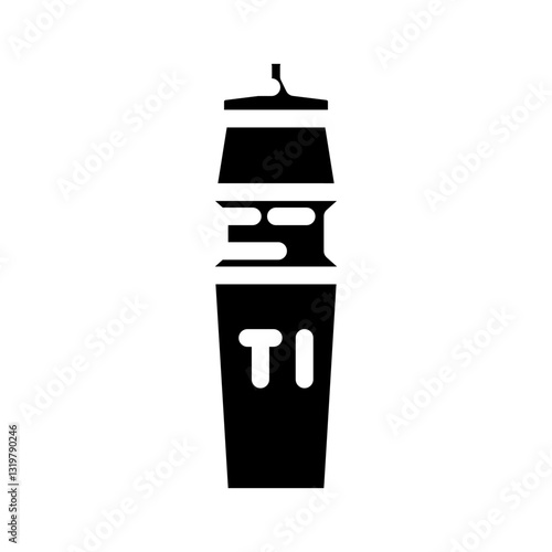 water bottle titanium glyph icon vector illustration