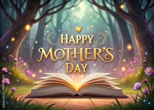 Enchanting Mother's Day Book Image in a Fairy Tale Forest