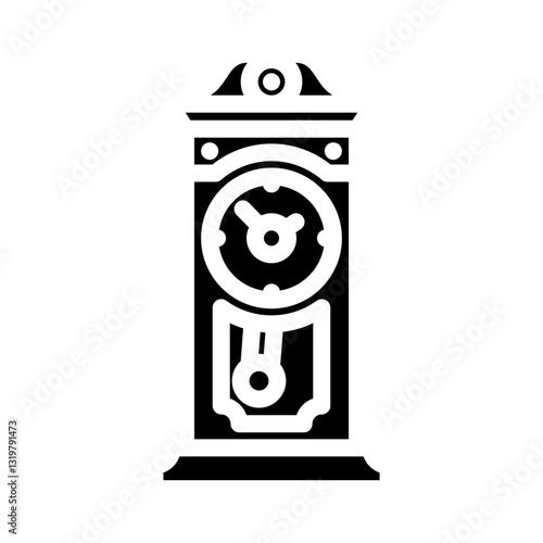 vintage clock slow living glyph icon vector illustration