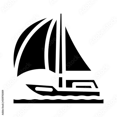 spinnaker sail sailing sport glyph icon vector illustration