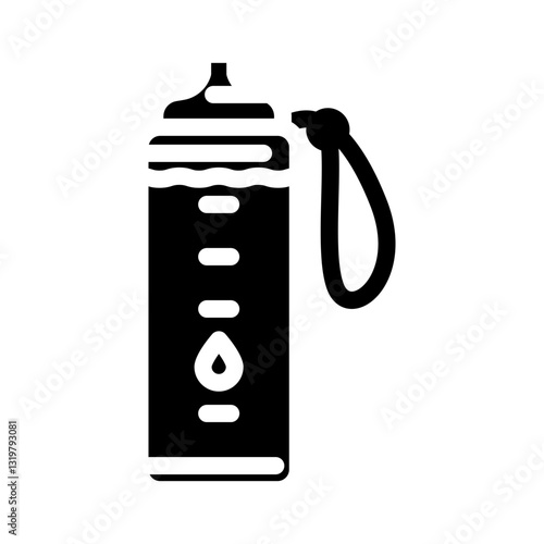 hydration bottle droplets recovery wellness glyph icon vector illustration